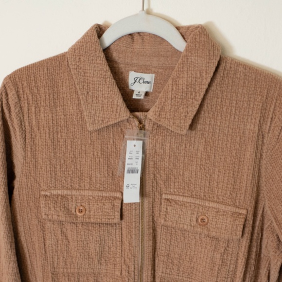 NWT J. Crew Zip-front Cinched Dress in Tan Corduroy - Picture 3 of 5